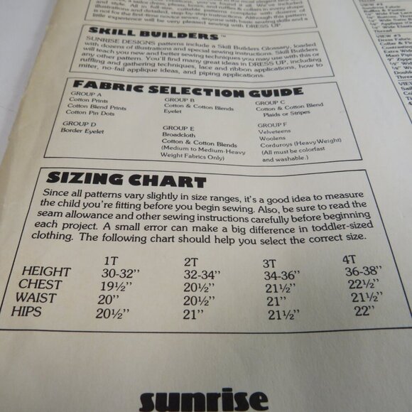 Sunrise Designs Clothing Patterns Toddler size 1-3 Dresses (complete) - Picture 7 of 8